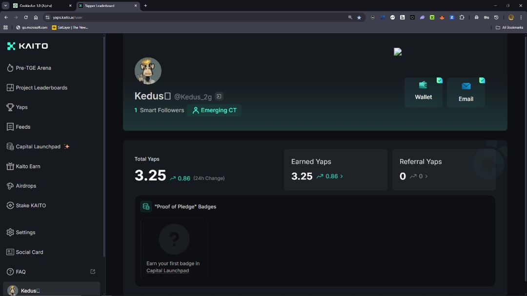 Kedus_2g's tweet image. Gm Gm CT.
Guess who decided to let me out of their jail?
Been over a couple of weeks since Pivoting to @cookiedotfun, but I stumbled across my @KaitoAI dashboard yesterday 😅 just to discovered that I'hv earned 3.25 yaps already.
Warra way to begin with.

Not much tbh, but at…