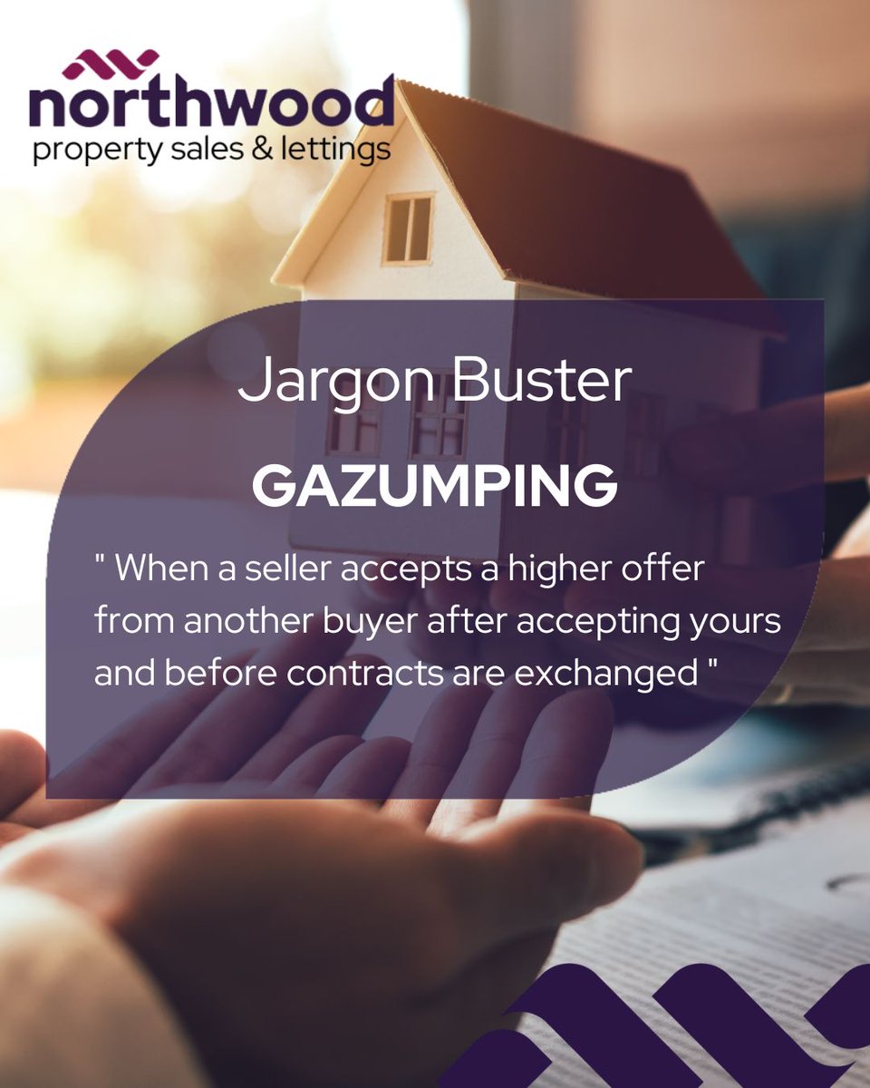 NorthwoodWorcs's tweet image. 📖 Gazumping
▪︎ (verb)
▪︎ When a seller accepts a higher offer from another buyer after already accepting yours 

➡️ Your options: raise your offer or start your property search from square one. Perfectly legal in England &amp;amp; Wales until contracts are signed.

#PropertyTips