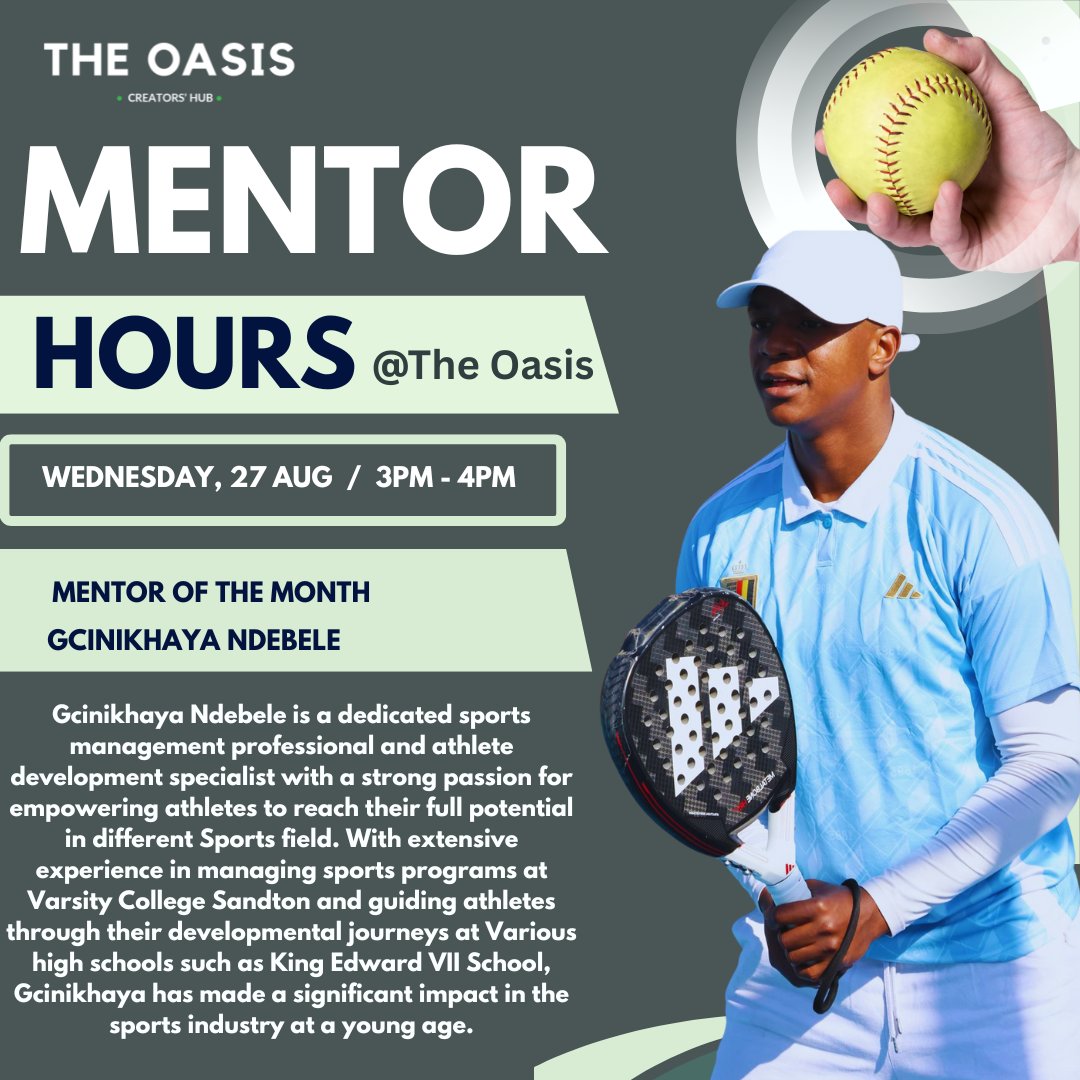 Calling all sports enthusiasts, coaches, and anyone passionate about sports careers! 

Join us via Zoom this Wednesday, 27th August, from 3–4 PM

Register now to secure your spot: forms.gle/BCfEERuQ1PPb5z…
#theoasis  #sportmentorship #sportscareers
