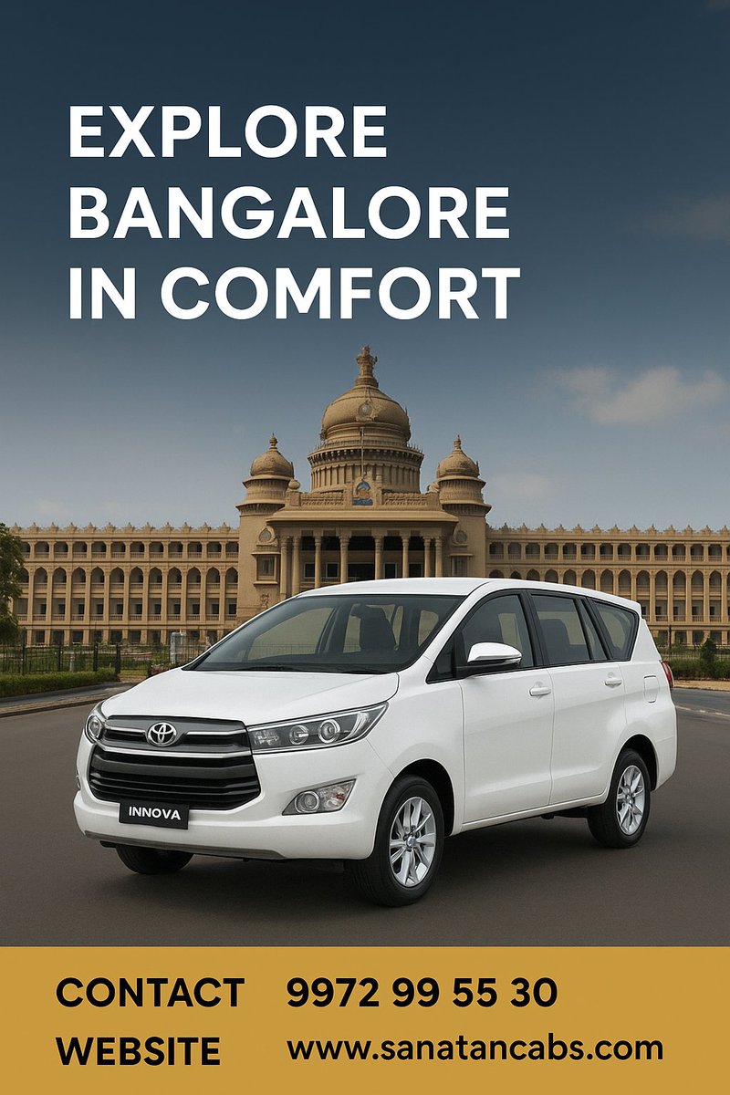 🌟 Make City Travel Comfortable &amp; Affordable! 🌟
Book an Innova hourly package in Bangalore with Sanatan Cabs.

🚖 Ideal for:
✔️ Sightseeing Tours
✔️ Shopping Trips
✔️ Events &amp; City Rides

📞 Call Now:  099729 95530
🌐 Book Online: sanatancabs.com

✨ Ride in Comfort