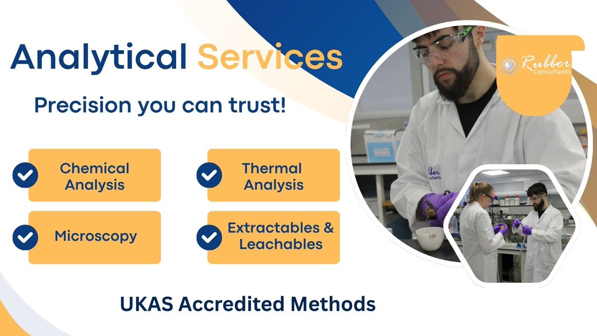 Our analytical services provide in-depth material characterisation that serves many industries📢

Feel free to reach out!
📞 +44 (0)1992 584 966 
✉️ info@rubberconsultants.com 
🌐 rubberconsultants.com

 #AnalyticalServices #QualityControl #TestingServices