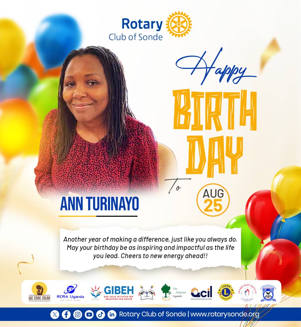 Happy Birthday Rtn. Ann Turinayo
Wishing you joy, good health, and abundant blessings as you continue to inspire through service.