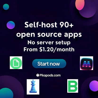 The numbers speak 📊
📱 90+ open source apps 
⚡ &lt;60 sec deployments
 📈 99.9% uptime 
💰 From $1.20/month

Self-hosting made simple.

Free trial → pikapods.com

#FOSS #SelfHosting #Stats