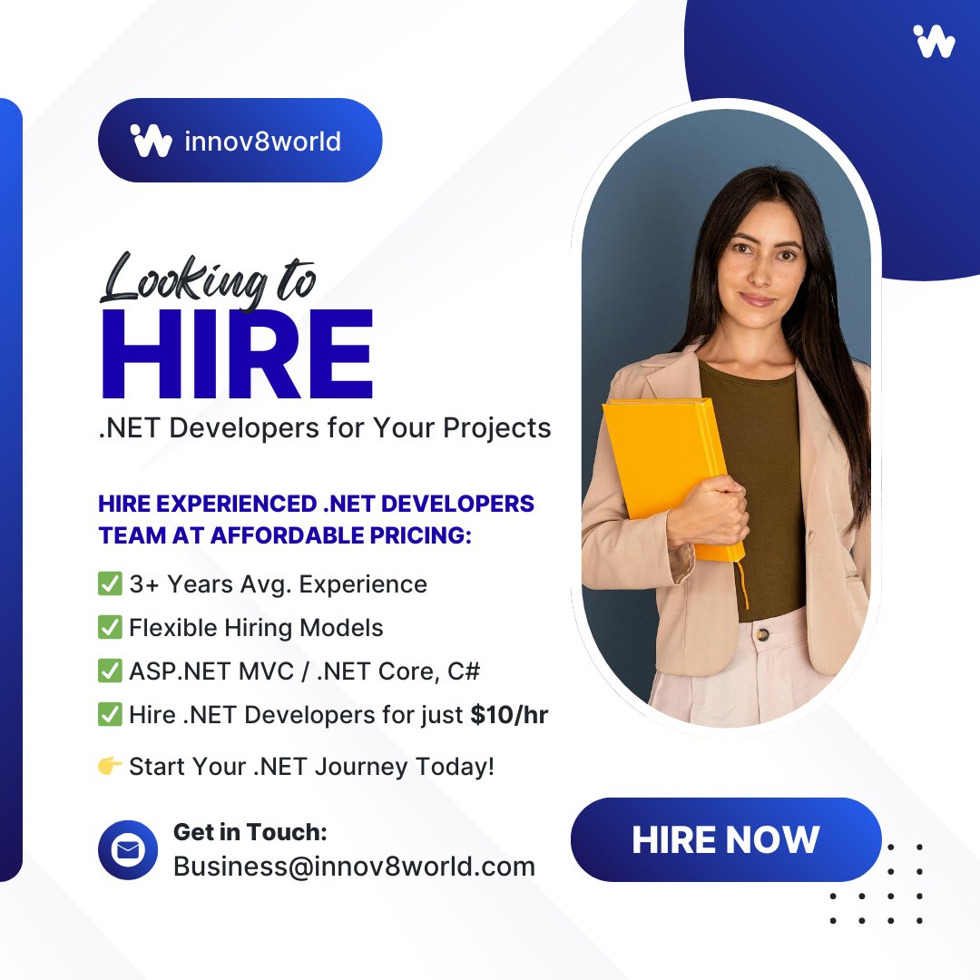 Innov8_world's tweet image. Hire expert .NET developers at just $10/hr!
✅ 3+ Yrs Avg. Experience
✅ ASP.NET, .NET Core, MVC, C#, Azure Experts
✅ Flexible Hiring Models
📩 Business@innov8world.com
🌐 innov8world.com/hire-dot-net-d…
#HireDotNetDevelopers #DotNetExperts #ASPNET #CSharp #USA #UK