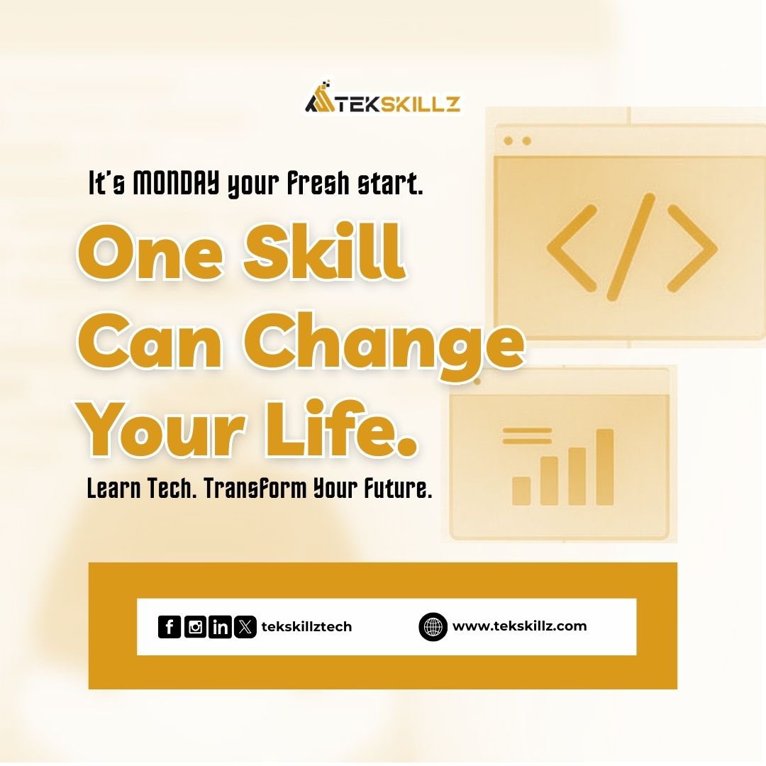 TekskillzTech's tweet image. It’s Monday your fresh start.
And here’s the truth: one skill can change your entire career path.
#MotivationalMonday #TekSkillz #LearnTechSkills #HighPayingTechSkills #CareerChangeToTech #TechSkills2025 #UpskillNow #FutureProofCareer #TechOpportunities #creatorsearchinsights