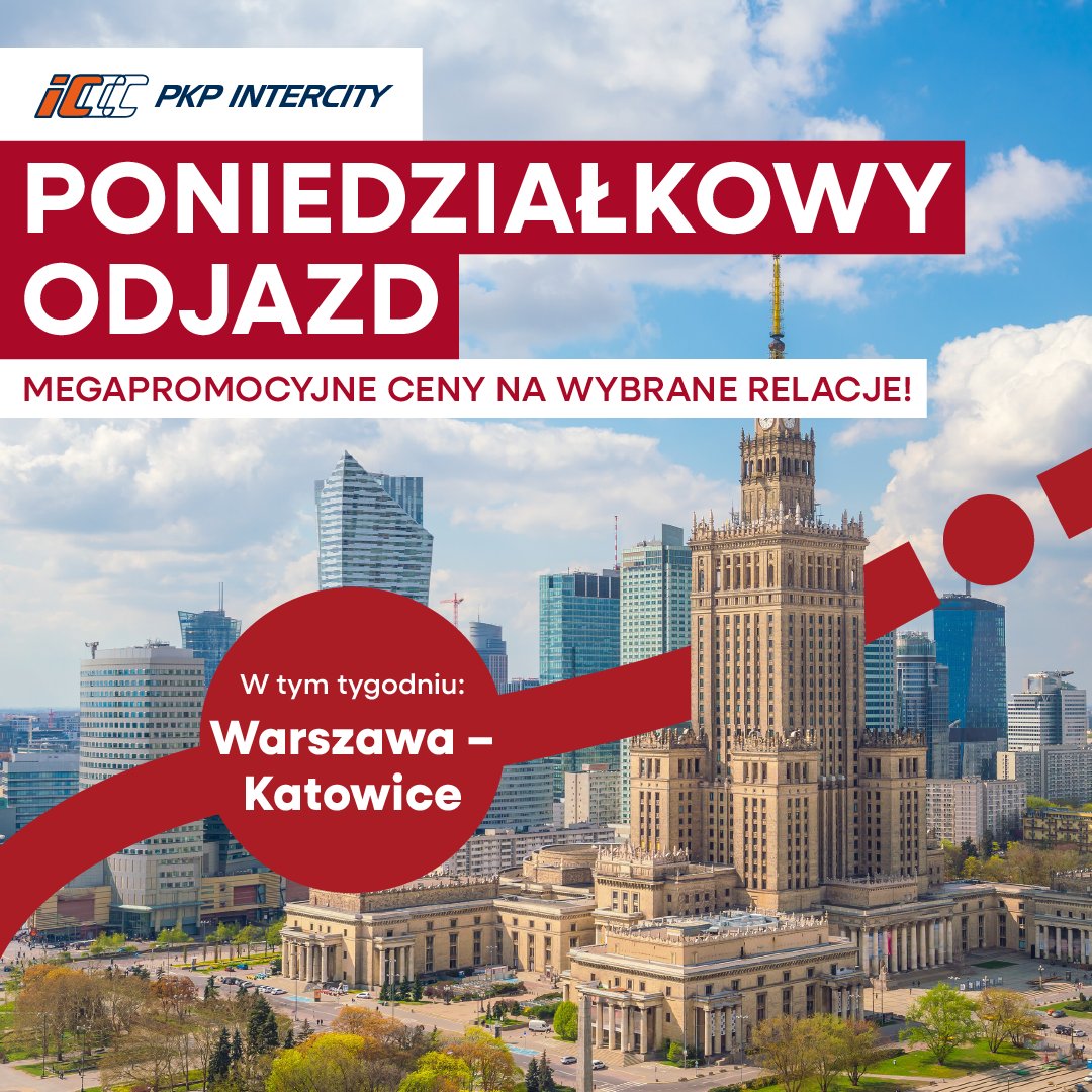 PKP Intercity (@pkpintercitypdp) on Twitter photo Poniedziałek nie musi być zły! 😉🚆
W ramach #PoniedziałkowyOdjazd zwiększyliśmy pulę tańszych biletów z Warszawy do Katowic 🎉
👉 EIC od 66 zł
👉 EIP od 71 zł
📅 Podróże: 1–24.09.2025
🔁 Dotyczy relacji Tam/Powrót + stacje pośrednie
💻 intercity.pl/poniedzialkowy…
<a href="/J_Malinowski/">Janusz Malinowski</a> Poniedziałek nie musi być zły! 😉🚆
W ramach #PoniedziałkowyOdjazd zwiększyliśmy pulę tańszych biletów z Warszawy do Katowic 🎉
👉 EIC od 66 zł
👉 EIP od 71 zł
📅 Podróże: 1–24.09.2025
🔁 Dotyczy relacji Tam/Powrót + stacje pośrednie
💻 intercity.pl/poniedzialkowy…
<a href="/J_Malinowski/">Janusz Malinowski</a>
