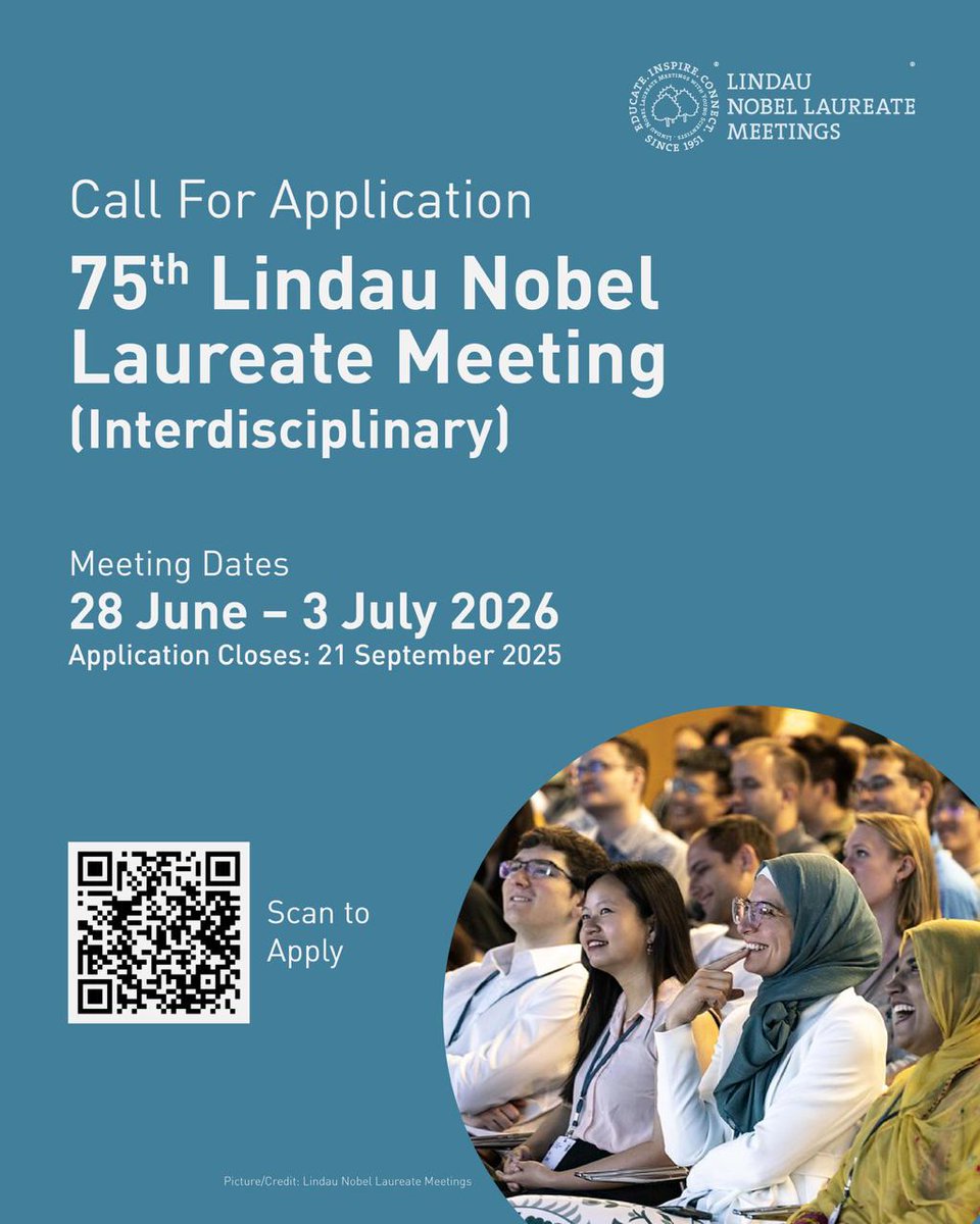 The Academy of Sciences Malaysia (ASM), as the official nominating body for Malaysia, is pleased to invite applications for the 75th Lindau Nobel Laureate Meeting. The meeting will focus on interdisciplinary fields and will take place from 28 June to 3 July 2026 in Lindau,