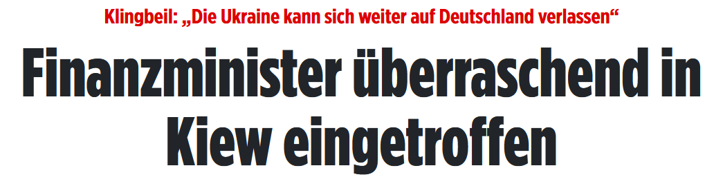 Natürlich kann sich Kiew weiter darauf verlassen, dass Antifa Lars Klingbeil die dem deutschen Bürger abgepressten Steuergelder großzügig verteilt. In der Ukraine und im Rest der Welt.