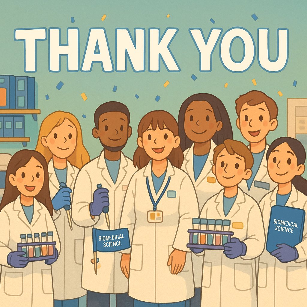 Thank you to all the biomedical scientists and other laboratory staff working this bank holiday. Your expertise keeps patients safe and services moving across the NHS.