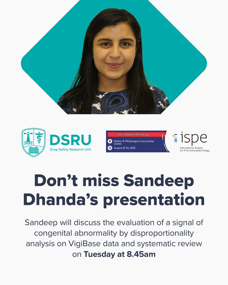 DSRUDrugSafety's tweet image. Don’t miss Sandeep Dhanda’s presentation  at #ISPEAnnual2025 on evaluation of congenital abnormality signal using VigiBase data + systematic review

#Pharmacovigilance #SignalDetection #DrugSafety #DSRU #ISPE2025