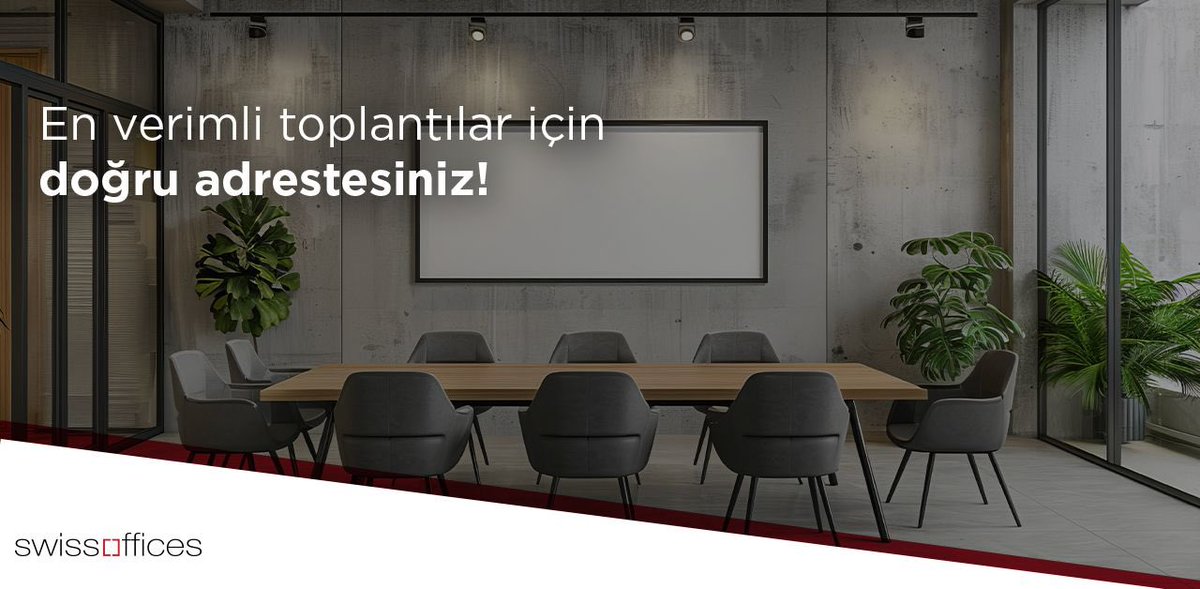 Profesyonel, tam donanımlı ve teknolojik altyapısıyla SwissOffices toplantı odaları, işinize değer katar.

📍Farklı kapasite seçenekleri
📶 Yüksek hızlı internet
☕ İkram hizmetleri

Toplantılarınızı daha verimli ve profesyonel hale getirmek için buradayız.

#SwissOffices