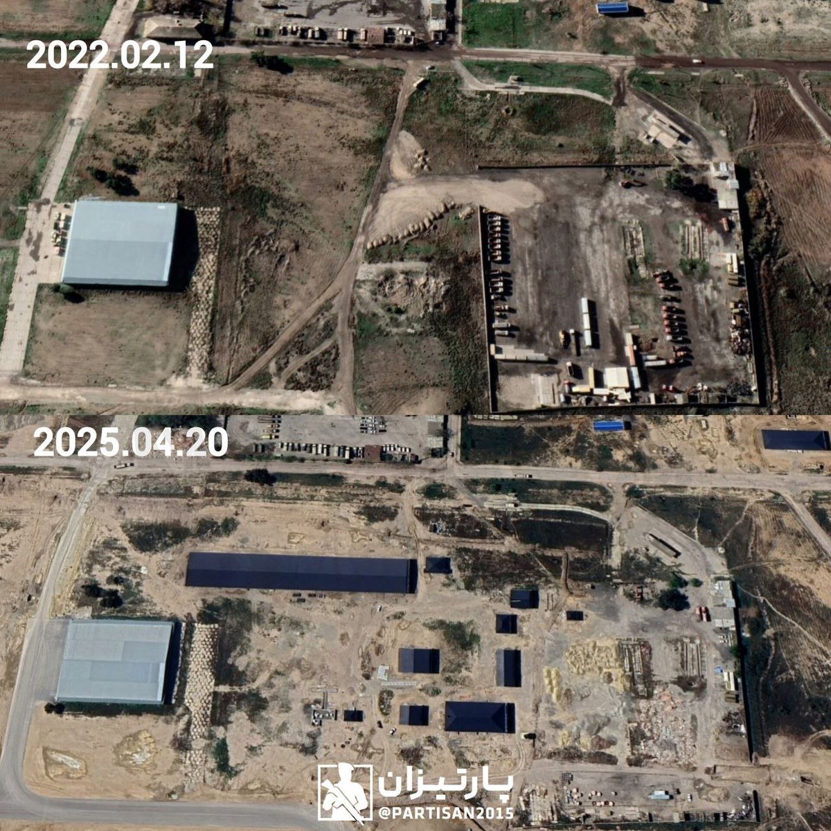 Partisan2015's tweet photo. در تصویر پنجم شاهد افزایش تعداد آشیانه‌های بتنی پایگاه هستیم که در مجموع حدود ۱۰ آشیانه ساخته‌شده/درحال‌ساخت است. دیگر آشیانه‌های بتنی قدیمی پایگاه نیز درحال نوسازی هستند. 

۳/۹ https://t.co/bSX4nKEO64