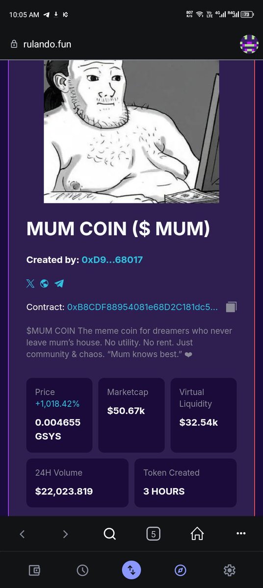 Dave Drew | GCHAIN 💙🕸️ | 🔑🧲 (@davedrew27) on Twitter photo Congratulations to <a href="/mumcoin/">MUM COIN by RulandoFun🔑🧲</a>
MUM COIN just made HISTORY — the first meme to hit +1000% on Rulando Fun! 🔥🚀
This is only the beginning… #MUM to the moon 🌕 <a href="/mumcoin/">MUM COIN by RulandoFun🔑🧲</a>
It's all about success when it comes to <a href="/Rulando_Fun/">Rulando.Fun🔑🧲</a> launchpad Congratulations to <a href="/mumcoin/">MUM COIN by RulandoFun🔑🧲</a>
MUM COIN just made HISTORY — the first meme to hit +1000% on Rulando Fun! 🔥🚀
This is only the beginning… #MUM to the moon 🌕 <a href="/mumcoin/">MUM COIN by RulandoFun🔑🧲</a>
It's all about success when it comes to <a href="/Rulando_Fun/">Rulando.Fun🔑🧲</a> launchpad
