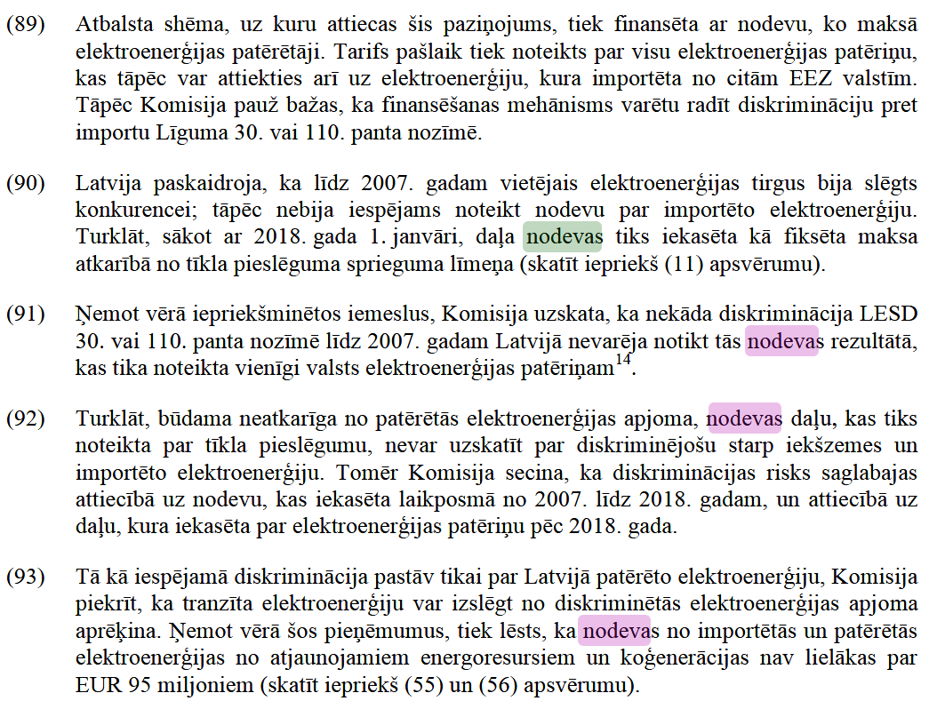 🤬
Ikviens  no Jums var iepazīties ar Eiropas Komisijas slēdzienu pārbaudes lietā  SA.43140, no kura ir redzams, ka Latvijas ierēdņi un amatpersonas savos  paskaidrojumos Eiropas Komisijai atzina, ka:
ELEKTRĪBAS OBLIGĀTĀS KOMPONENTES MAKSĀJUMS BIJA MASKĒTA NODEVA.