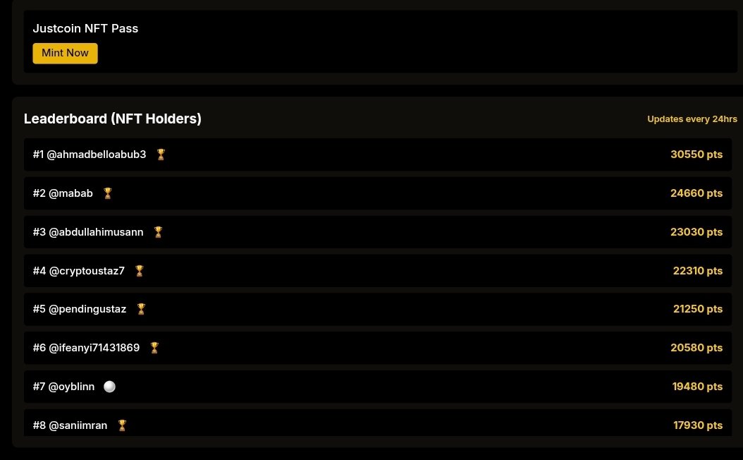 We’ve just added a Certified Badge to all NFT Pass holders ✅
Check here (clear cache): earn.justcoinn.xyz 👈

⚠️ If you don’t see your badge yet, don’t worry we’re still updating. Every holder will soon be able to view their certified badge.

🎖️ Badge Rarity (based on how