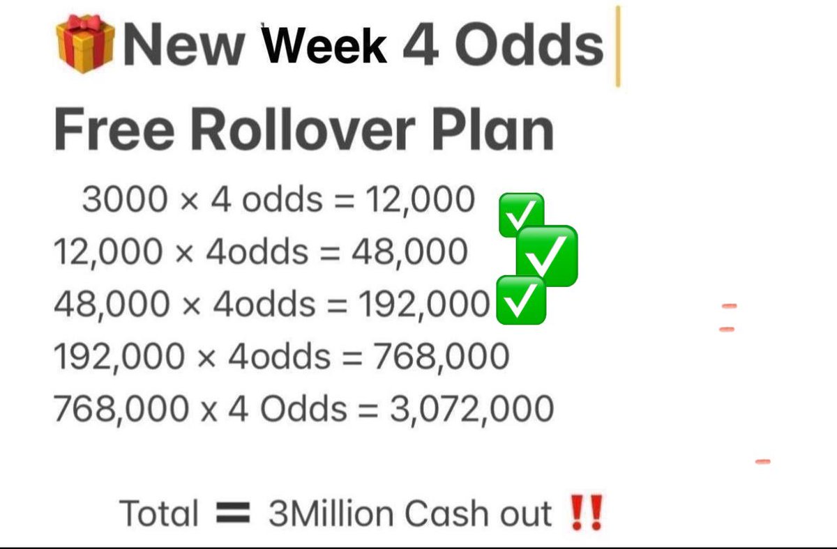 THE BOSS BET🏅 🏆 (@giftedpunt) on Twitter photo 4  ODDS ROLL OVER ( 5 DAYS ) 🤲 ON BCGAME
DAY 4 OF 5 🙏 🎯🤲🏆🍾( 3K To 3M)
CODE -  579A202
Register Bcgame here  👉partnerbcgame.com/v04b3f9aa
Day 5 is the goal 🥅 4  ODDS ROLL OVER ( 5 DAYS ) 🤲 ON BCGAME
DAY 4 OF 5 🙏 🎯🤲🏆🍾( 3K To 3M)
CODE -  579A202
Register Bcgame here  👉partnerbcgame.com/v04b3f9aa
Day 5 is the goal 🥅