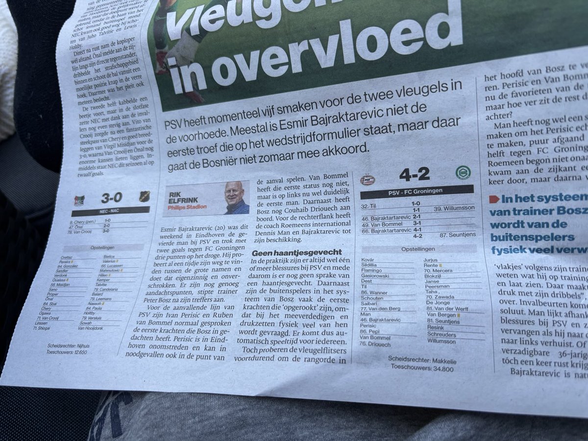 Ernstige verschraling bij het ⁦<a href="/ADnl/">AD.nl</a>⁩ qua voetbal nieuws. Geen cijfers meer. Daardoor voor mij geen urgentie meer om de sportbijlage te lezen. Er zijn genoeg gepensioneerde scouts die voor 150€ bruto en biertje/kroket dit op willen pakken #voetbal