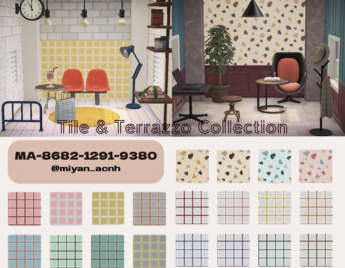 ◸マイデザイン配布◿

カラフルなタイルとテラゾー柄風なマイデザインを作りました🌿
床や壁紙、リメイクなどで使ってみてください⸝⋆

MA-8682-1291-9380

#マイデザイン #マイデザイン配布
#あつまれどうぶつの森 #あつ森 
#あつ森写真部 #animalcrossing #acnh