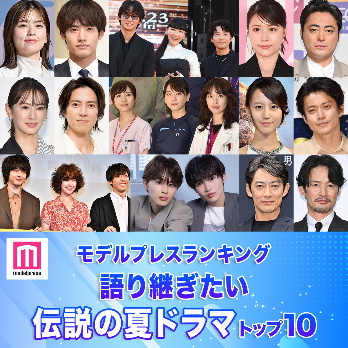 語り継ぎたい伝説の夏ドラマTOP10🌻
mdpr.jp/drama/4629811

1位 コード・ブルー
2位 花ざかりの君たちへ（イケパラ）
3位 ブザー・ビート
4位 MIU404
5位 海のはじまり

あなたのおすすめの作品は？
リプで教えてね💭

#モデルプレスランキング