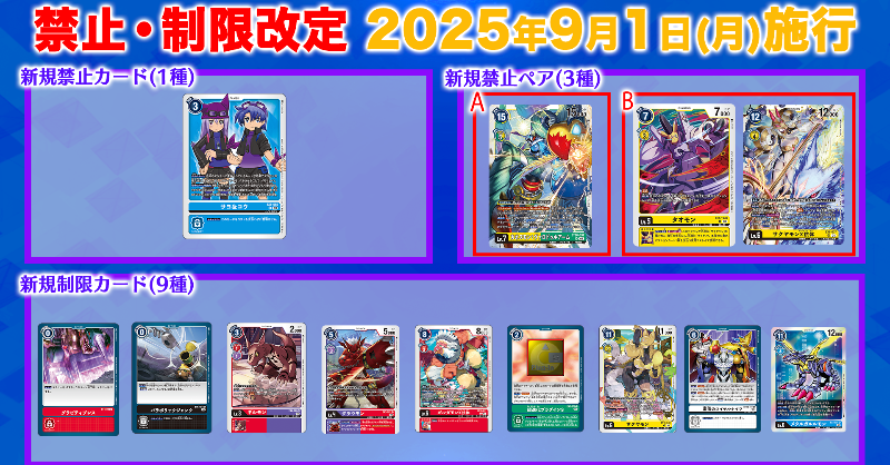 禁止・制限改定】 #デジモンカードゲーム の禁止・制限カード情報を