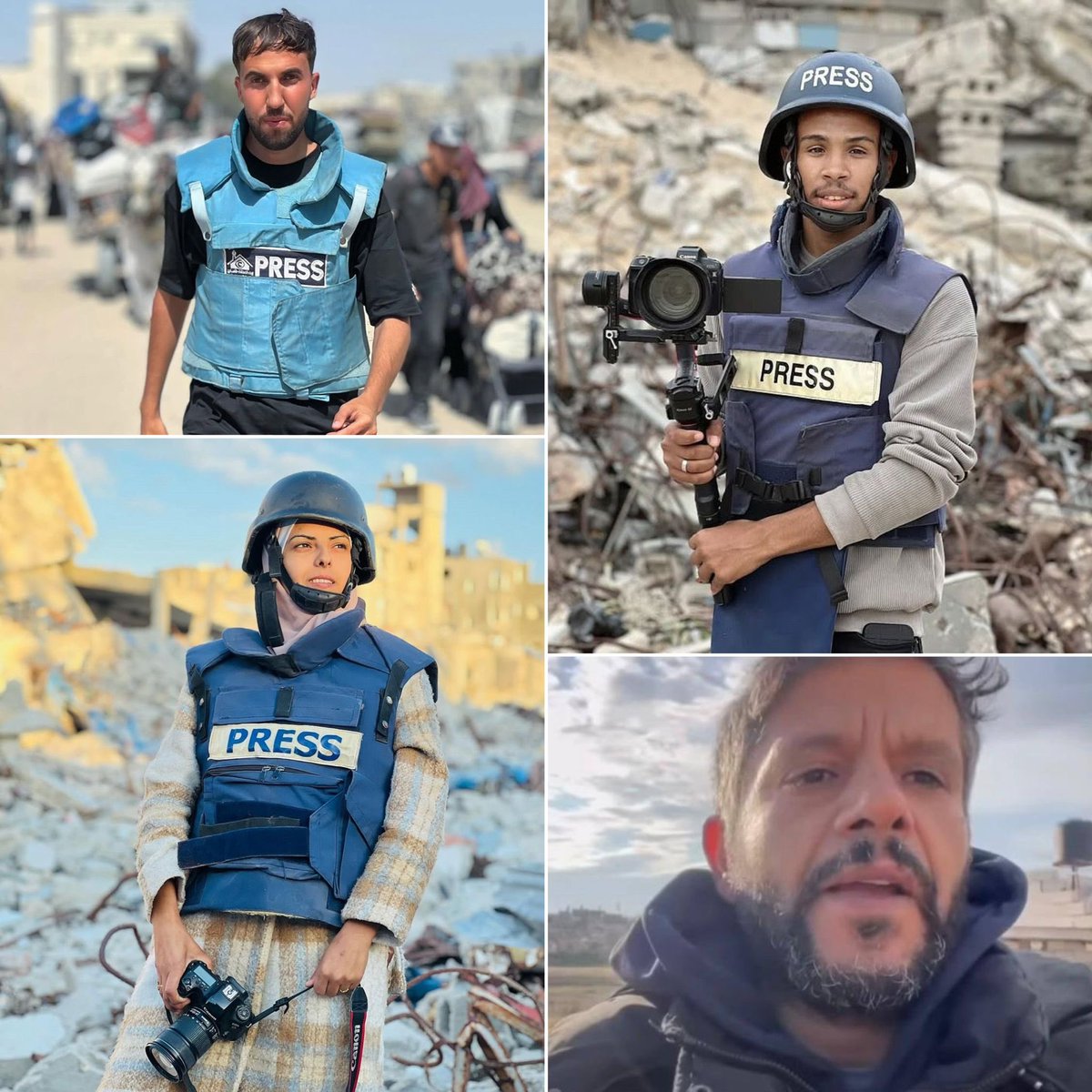 Four Palestinian journalists killed after IOF struck the upper floor of the Nasser Hospital in Khan Younis. 

-<a href="/Reuters/">Reuters</a> cameraman Hossam al-Masri
-Al Jazeera photojournalist Mohammad Salama
-Freelancer Maryam Abu Daqqa
-NBC’s Muath Abu Taha

Stop this madness.