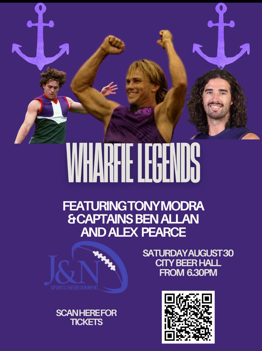 Ryan Daniels (@footyrhino) on Twitter photo Fun night this Saturday for <a href="/freodockers/">Fremantle Dockers</a> fans.
Tony Modra, Alex Pearce and Ben Allan.
Tickets here! eventbrite.com.au/e/155835785328… Fun night this Saturday for <a href="/freodockers/">Fremantle Dockers</a> fans.
Tony Modra, Alex Pearce and Ben Allan.
Tickets here! eventbrite.com.au/e/155835785328…