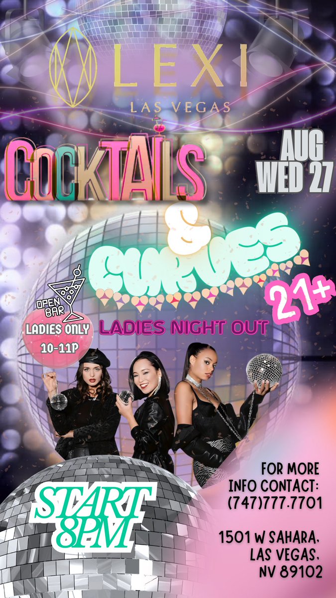 Every Wednesday night open bar lady's 10-11pm Lexi hotel 1501 w Sahara ave Las Vegas NV