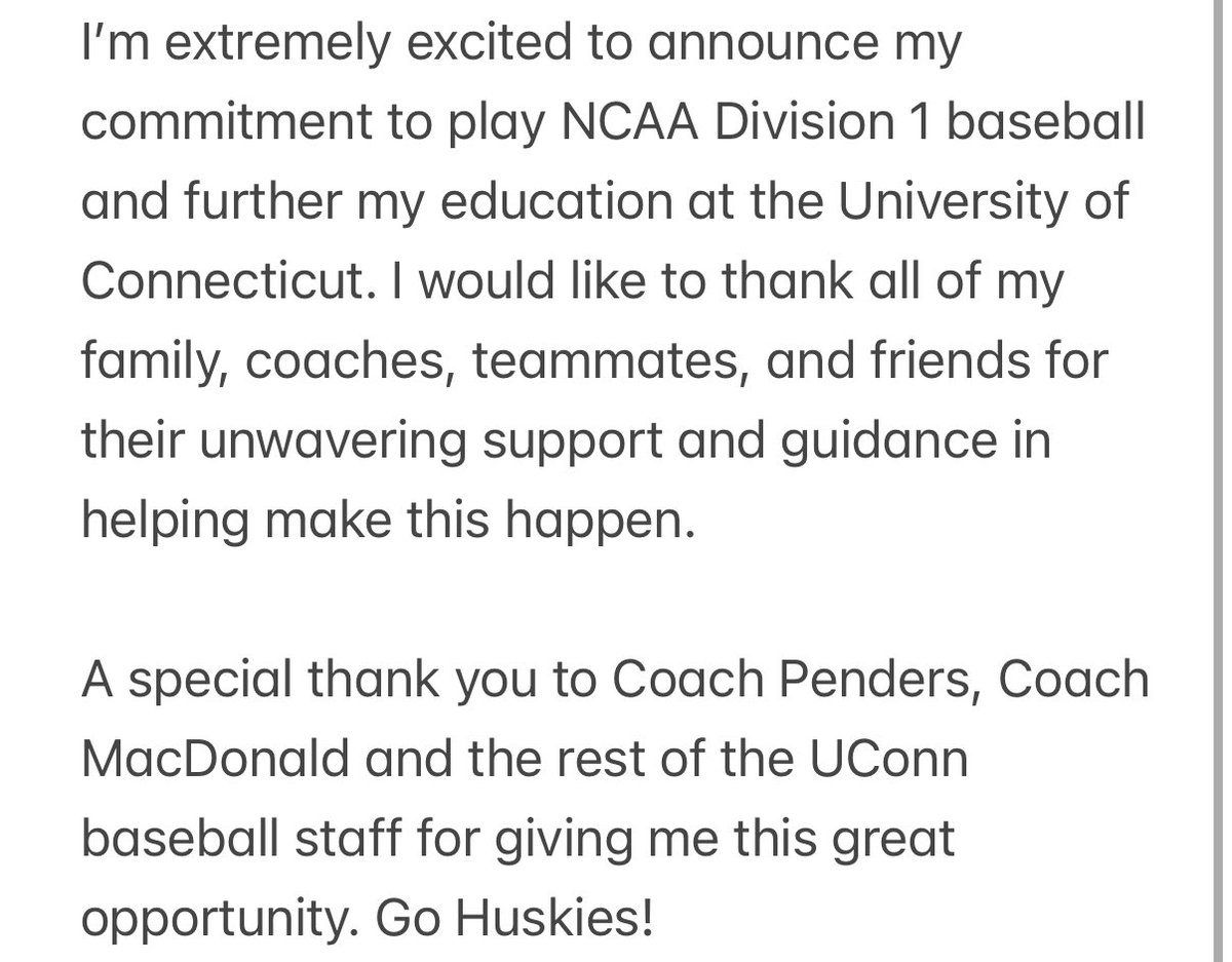 Committed!
<a href="/UConnBSB/">UConn Baseball</a> 
<a href="/OntarioRoyals/">Ontario Royals Baseball</a>