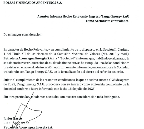 #PAESA #ACONCAGUA
Reestructuración exitosa.
>Ingresa Tango como accionista controlante.
>Reviven los tenedores de ONs, pero dificilmente cotice a la par la nueva, grandes pérdidas.