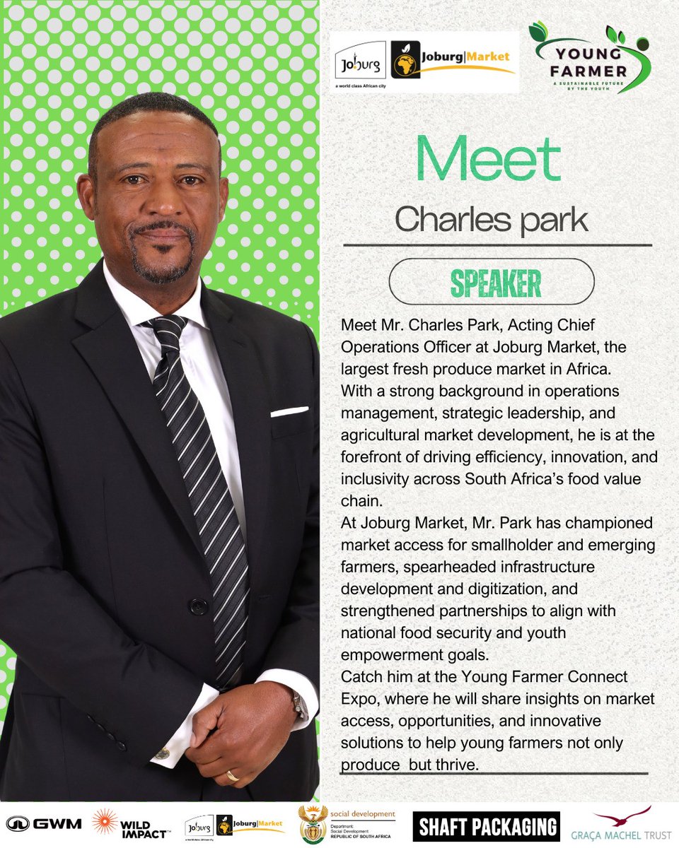 Joburg Market’s Acting COO, Mr. Charles Park will be among the keynote speakers at the Young Farmer Connect Expo in Soweto!

📷 Friday, 05 September 2025
📷 The Freeway Tabernacle, Soweto
📷 7 AM – 7 PM

#YoungFarmerConnect #JoburgMarket #AgricultureFuture #MarketAccess