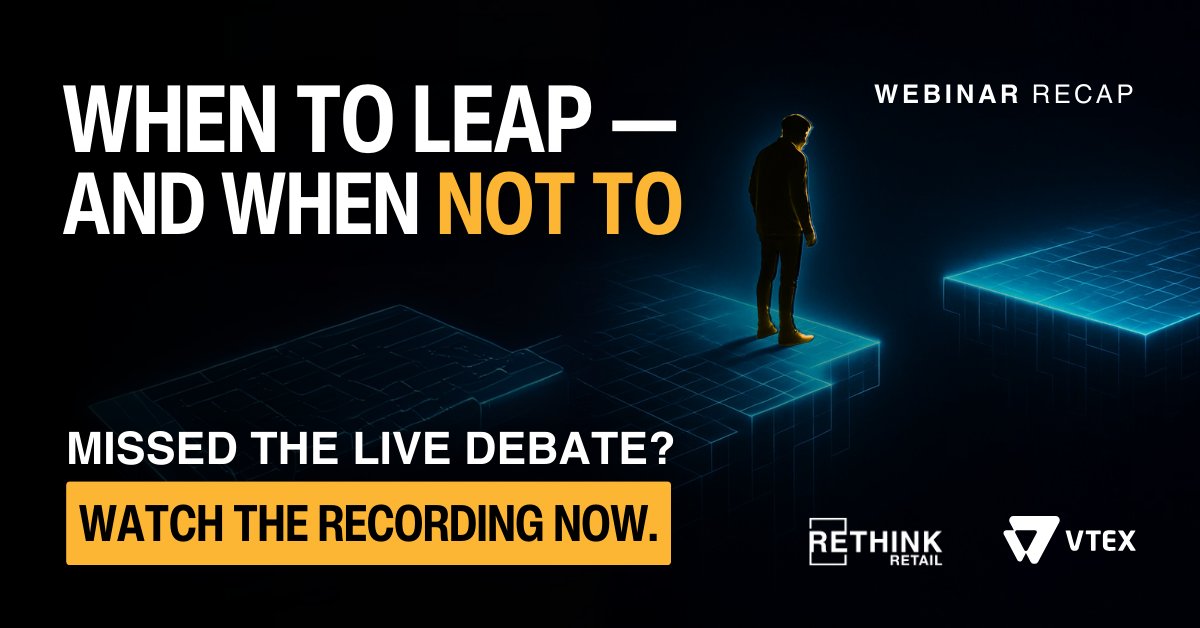 Missed it live? 👀

Is commerce replatforming still worth it?

57% of retailers say yes… but should you?

Catch the <a href="/VTEXcommerce/">VTEX</a> replay 🎥 → rethink.industries/video/webinar-…

#Retail #Ecommerce #DigitalTransformation #RetailTech #CommerceReplatforming