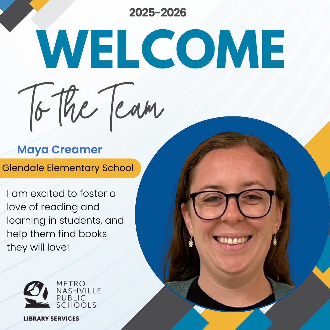 MNPSLibraries's tweet image. Welcome to the team, Maya Creamer! Though not new to the Glendale ES community, Maya will be working opposite Becky Hornsby in the library. She is excited to foster a love of reading and learning in students and help them find books they will love! @metroschools #mnpslibraries