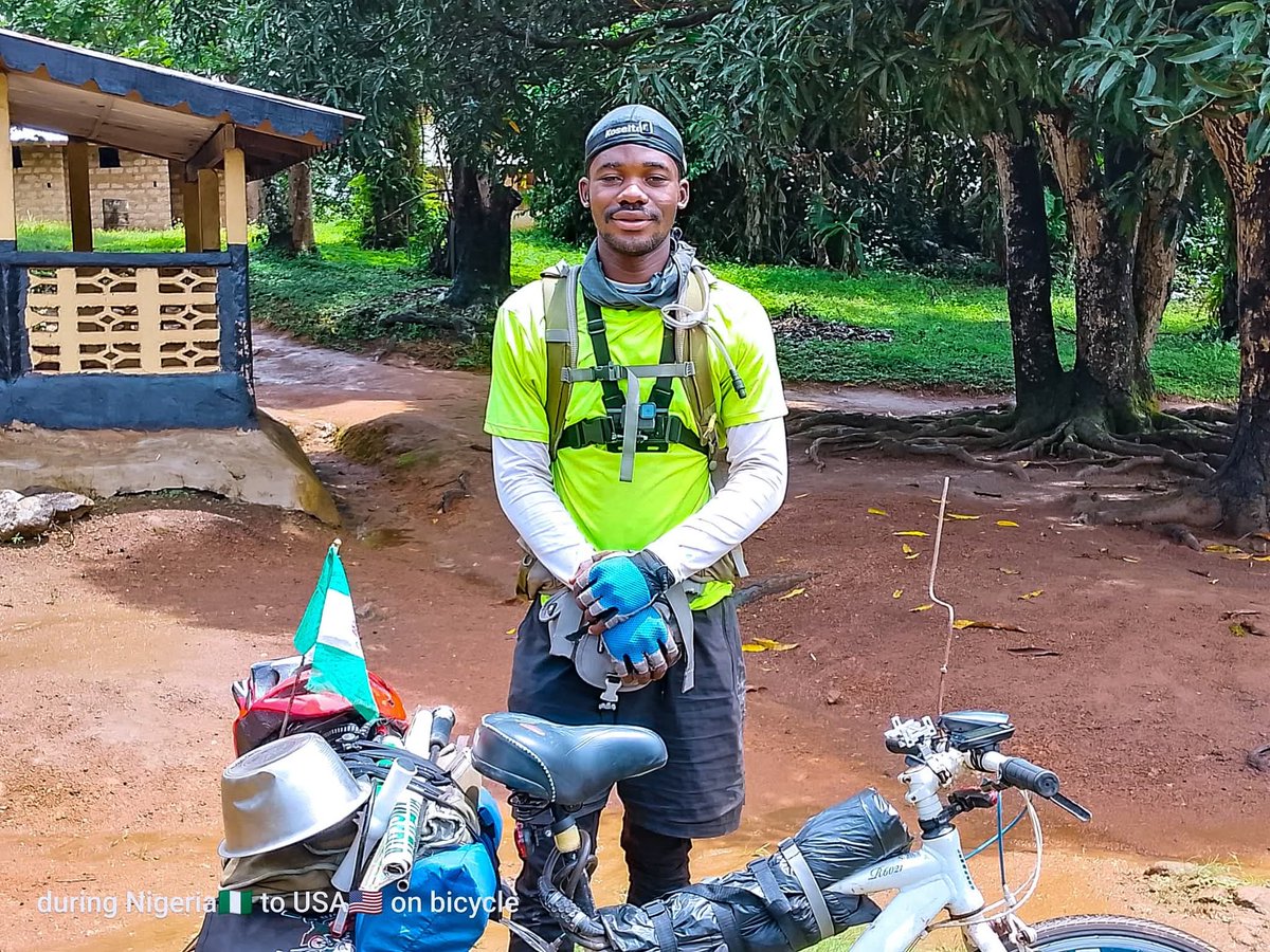 emmiwuks's tweet photo. DAY57 NIG2USA ON BICYCLE 🇳🇬🚴🏽‍♂️➡️🇺🇸
After crossing into Liberia on Saturday, I rode into a quiet village called Kernplay, where I spent the weekend. The people, the smiles, the calm, it reminded me once again why this journey is more than just about reaching America. It’s about connecting with Africa, one village, one border, one soul at a time. 

This morning, with  a grateful heart, I set off again, now heading towards Ganta. Every road has its story, every stop has its lesson, and every sunrise renews my hope.

The mission continues, not just for me, but for everyone who dares to believe that no dream is too far when you keep pedaling. 🙏❤️

Together we ride, together we rise.
VIVA AFRICA 🌍

#NIG2USA #Day57 #Liberia #Adventure #usak #yks2025 #zonauang #lacasadealofoke
@ruffydfire @PoojaMedia