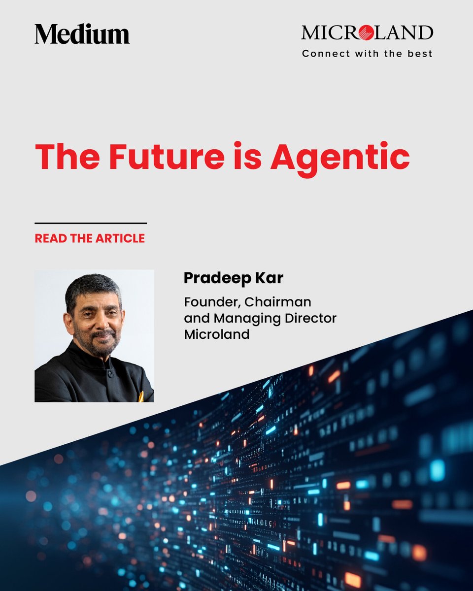 MicrolandLtd's tweet photo. From attention to intention - Agentic AI is reshaping business &amp; society. Read Pradeep Kar’s article on this shift: https://t.co/l9RQfHzz22 

#Medium #PradeepKar #AgenticAI #Microland https://t.co/RxgwG7vlUo