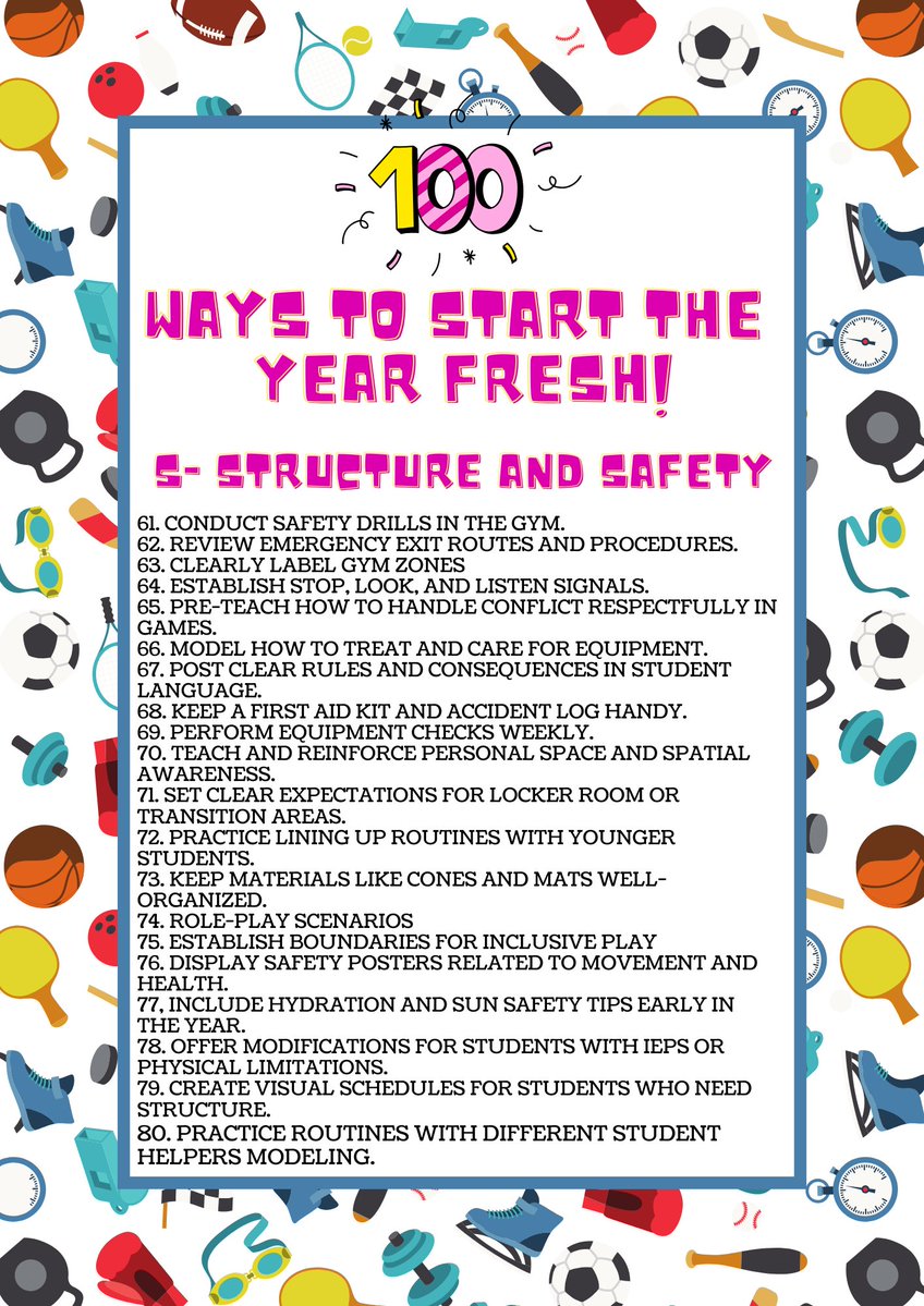 Mrs. Hobbs (@mrshobbspe) on Twitter photo The best year yet starts with fresh ideas! Here are 100 tips every PE & Health teacher can use to spark engagement, build relationships, and fuel wellness.
<a href="/MOSHAPE1/">Missouri SHAPE</a> #celebrate100years #startfresh The best year yet starts with fresh ideas! Here are 100 tips every PE & Health teacher can use to spark engagement, build relationships, and fuel wellness.
<a href="/MOSHAPE1/">Missouri SHAPE</a> #celebrate100years #startfresh