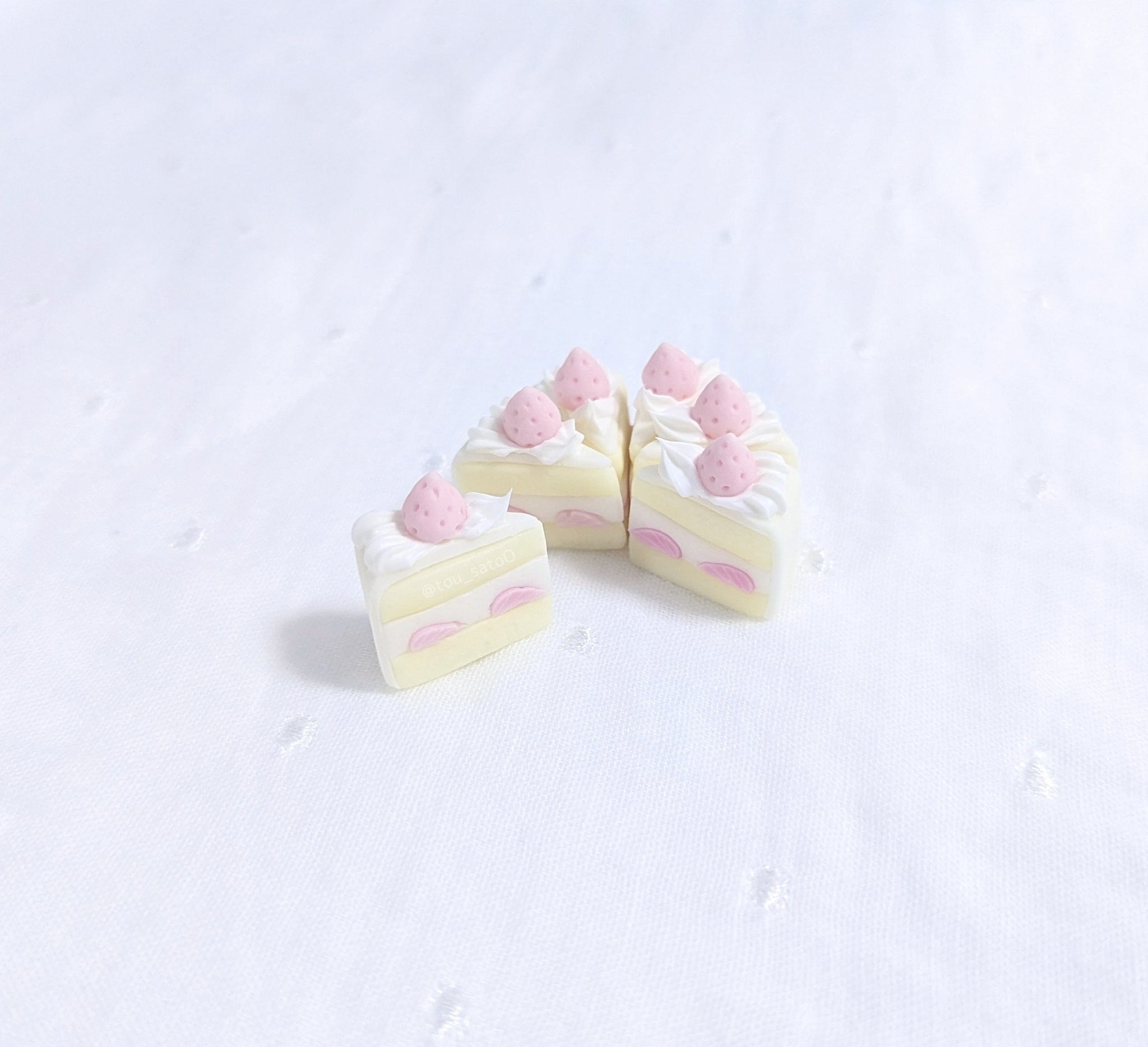 新品タグ付♡いちごショートケーキ♡セットアップ♡スカラップ♡マカロンピンク♡ 新メニュースタート✨飲めるショートケーキとごろごろいちご