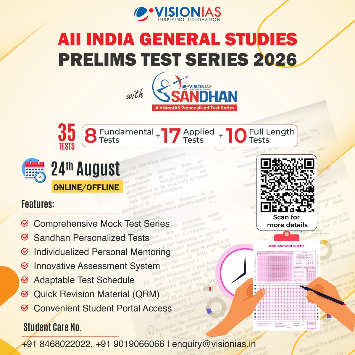 Vision_IAS's tweet image. Gear up for UPSC Prelims 2026 with VisionIAS 

All India General Studies Prelims Test Series starting 24th August – available Online &amp;amp; Offline!

#UPSC2026 #VisionIAS #PrelimsTestSeries