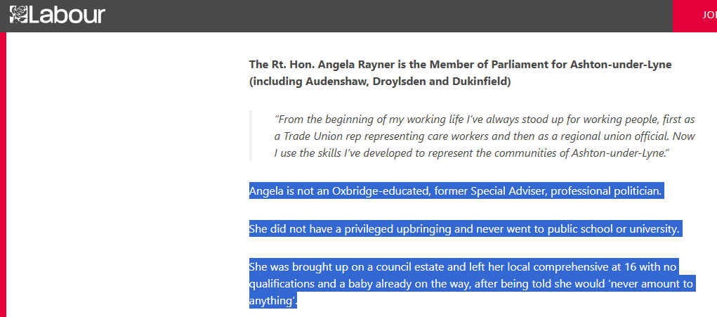 <a href="/Lord_Talbot64/">Lord Talbot</a> I love how they try to make her complete lack of a formal education look like a good thing...