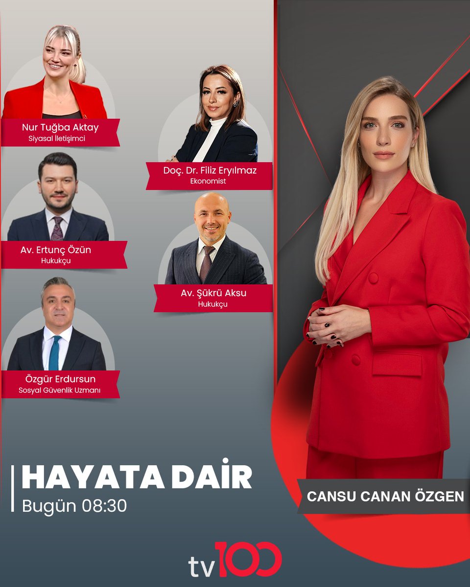 🌤️ Çayınızı kahvenizi hazırlayın!

📍 En sıcak haberler, ekonomiden son gelişmeler, siyasetin öne çıkan başlıkları ve hayata dair meseleler, uzman konukların katılımıyla yine Hayata Dair’de!

📍 Merak ettiğiniz her şeyi ve günün gelişmelerini birlikte karşılıyoruz.

Cansu Canan