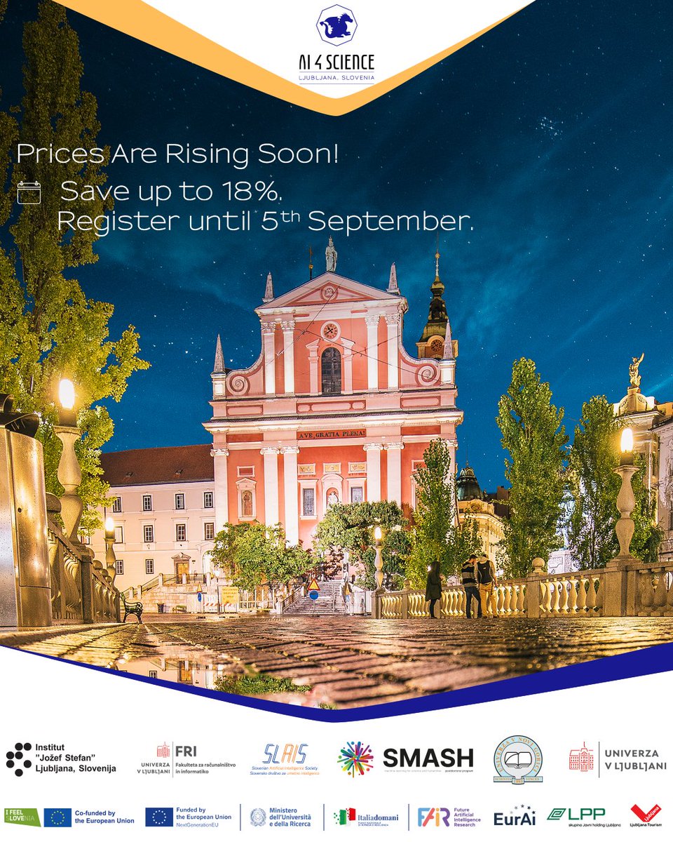 ⚠️ This is your last chance to register for AI4Science 2025 at current rates. After September 5th, prices will increase to the final registration fee.

Register now before the prices increase:

🔗 ai4science.si/registrations

📷 I feel Slovenia, Jacob Riglin