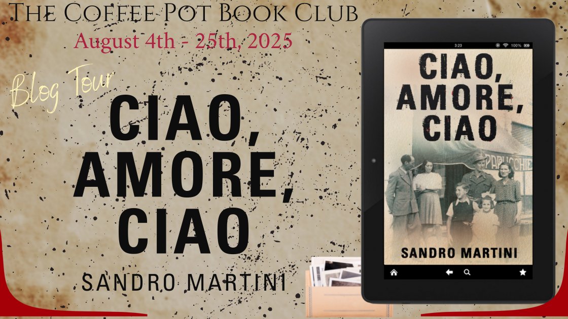 Cathie Dunn – historical fiction & history (@cathiedunn) on Twitter photo Welcome to the final day of our blog tour for
༻*·Ciao, Amore, Ciao·*༺
by Sandro Martini!
Check out our last tour stops, sharing a bright spotlight, great interview with the author – and a fabulous review!
thecoffeepotbookclub.blogspot.com/2025/07/blog-t…
#HistoricalFiction #WWII #Italy
<a href="/MartiniAlex/">Alex Martini</a> Welcome to the final day of our blog tour for
༻*·Ciao, Amore, Ciao·*༺
by Sandro Martini!
Check out our last tour stops, sharing a bright spotlight, great interview with the author – and a fabulous review!
thecoffeepotbookclub.blogspot.com/2025/07/blog-t…
#HistoricalFiction #WWII #Italy
<a href="/MartiniAlex/">Alex Martini</a>