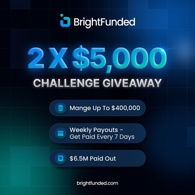 🎁 FREE $5K CHALLENGE ACCOUNT GIVEAWAY 🎁
How to enter:
✅ Follow 
<a href="/BrightFunded/">BrightFunded</a> | <a href="/trap_hunter19/">The Trap Hunter</a> | <a href="/trader_arslan/">ArslanTrades</a>
✅ Repost this post
✅ Tag 3 friends in comments
✅ Set BrightFunded as favorite: propfirmmatch.com/favorite-firms
✅ Send proof in comments (screenshot + tags)
🏆 Prize: 2x