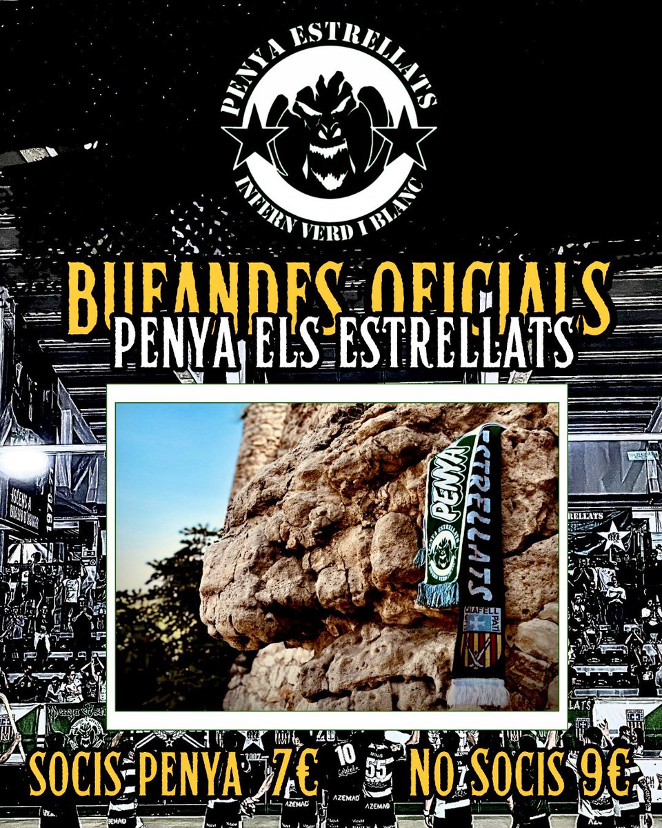 ElsEstrellats's tweet image. 𝐁𝐔𝐅𝐀𝐍𝐃𝐀 𝐄𝐒𝐓𝐑𝐄𝐋𝐋𝐀𝐓

Un emblema que reflecteix una història de 19 anys de tradició, família i hoquei patins.

𝑷𝑹𝑬𝑼 𝑺𝑶𝑪𝑰: 7€

𝑷𝑹𝑬𝑼 𝑵𝑶 𝑺𝑶𝑪𝑰: 9€