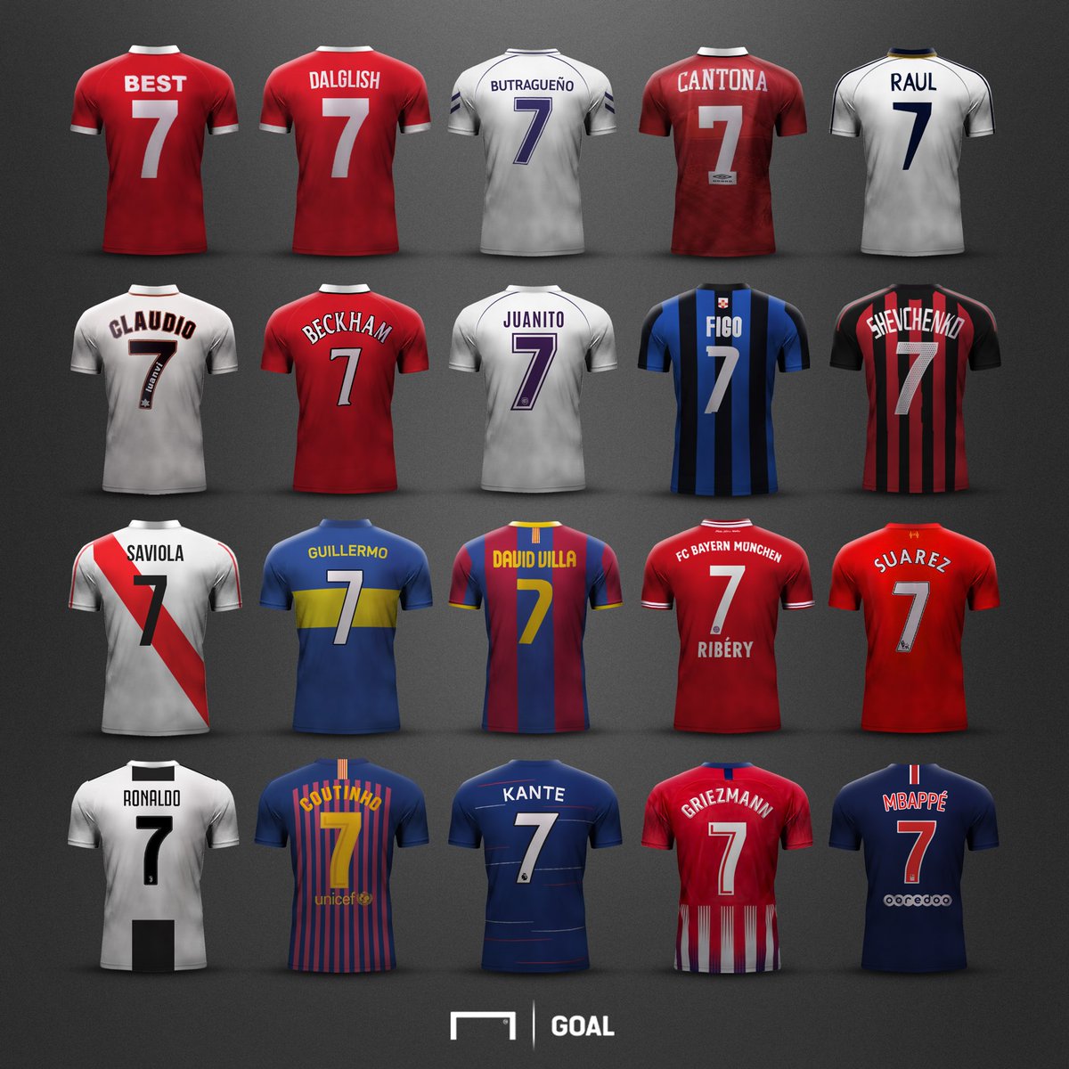 90sfootball's tweet photo. Who is the greatest player to have ever worn the number 7⃣ shirt? https://t.co/TNwQAYWAMQ