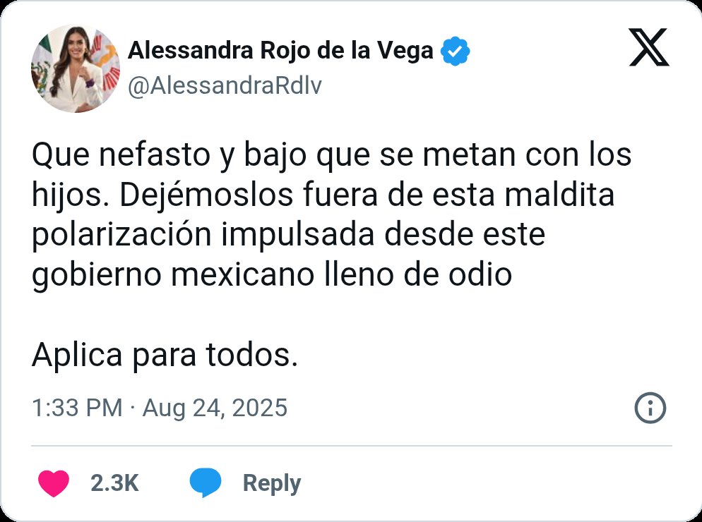 Antonio Moreno (@democracia_mx) on Twitter photo No te equivoques <a href="/AlessandraRdlv/">Alessandra Rojo de la Vega</a>, la verdadera y dolorosa polarización la impulsaron los pasados gobiernos a la 4T, a los que no les interesaba el pueblo y para los que nunca gobernaron y mantuvieron en ínfimas condiciones. Si no quieres verlo,no lo veas, sigue en tu burbuja. No te equivoques <a href="/AlessandraRdlv/">Alessandra Rojo de la Vega</a>, la verdadera y dolorosa polarización la impulsaron los pasados gobiernos a la 4T, a los que no les interesaba el pueblo y para los que nunca gobernaron y mantuvieron en ínfimas condiciones. Si no quieres verlo,no lo veas, sigue en tu burbuja.