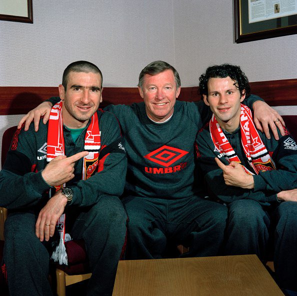 Eric Cantona, Sir Alex Ferguson and Ryan Giggs.