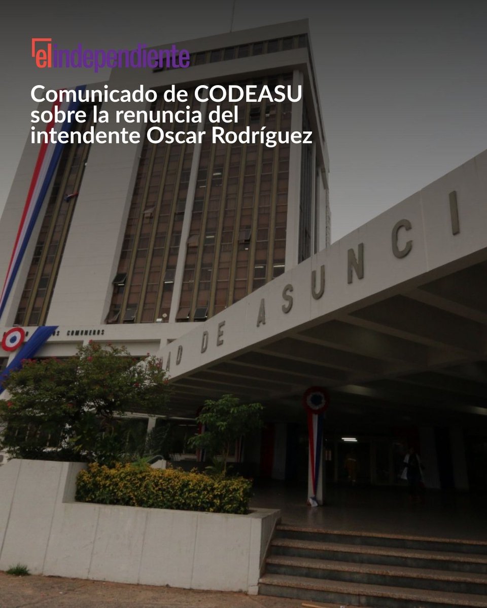 𝗔𝗖𝗧𝗨𝗔𝗟𝗜𝗗𝗔𝗗 |

CODEASU emitió un comunicado donde respalda el informe del interventor Carlos Pereira, denuncia hechos de corrupción en la gestión de Óscar Rodríguez,