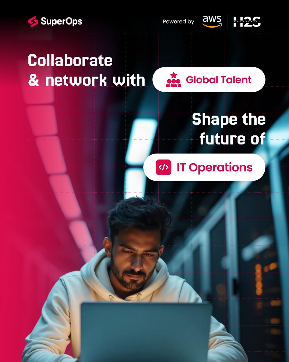 hack2skill's tweet image. SuperHack 2025 powered by AWS is your chance to win from a $100K prize pool, learn directly from AWS mentors, and launch solutions into the SuperOps Marketplace. 

Register now: bit.ly/superHack2025

#SuperHack #SuperOps #Hackatthon #GlobalHackathon
