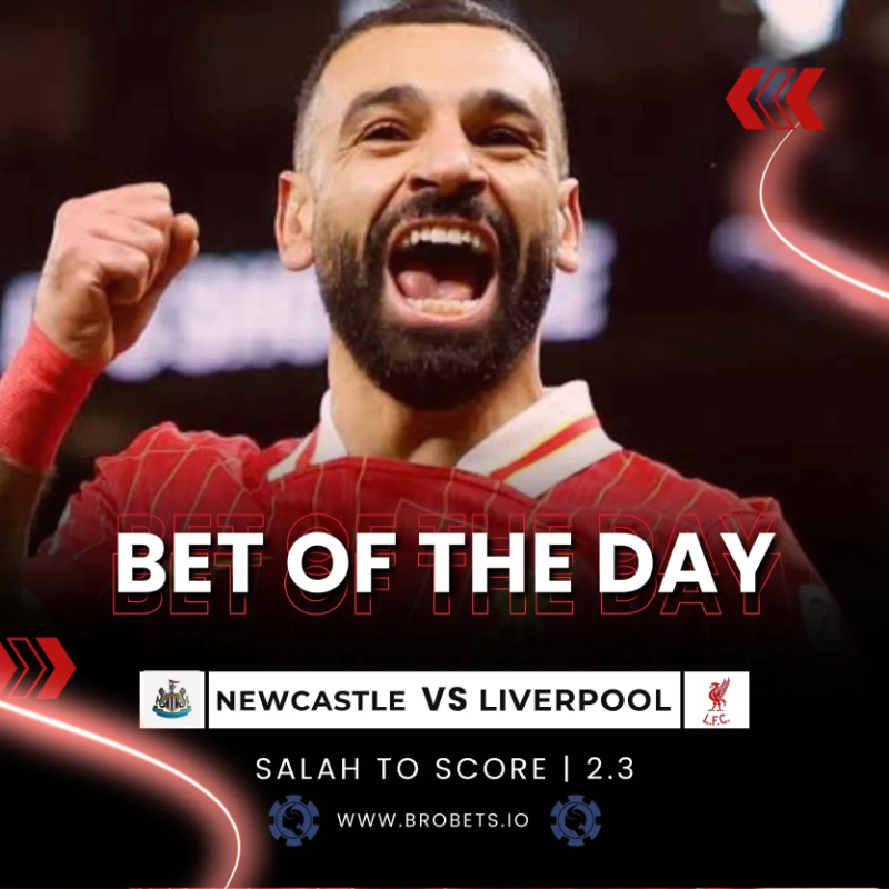 BroBetsIo's tweet photo. BET OF THE DAY 📅

Newcastle United ⚪️ vs Liverpool FC 🔴

Salah to score | 2.3x odds