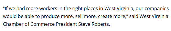 kellakelWV's tweet image. It&apos;s a bit jarring to go from the quotes in this article (the Chamber says WV&apos;s #1 economic problem is a lack of educated, healthy, workforce-ready workers) to the Chamber&apos;s proposed solutions in another (tax cut for corporations!) wvnews.com/news/wvnews/we…